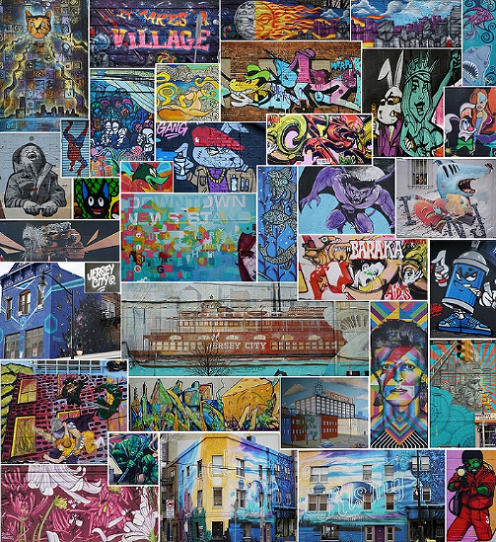 Larger view of photo artwork of graffiti in Jersey City